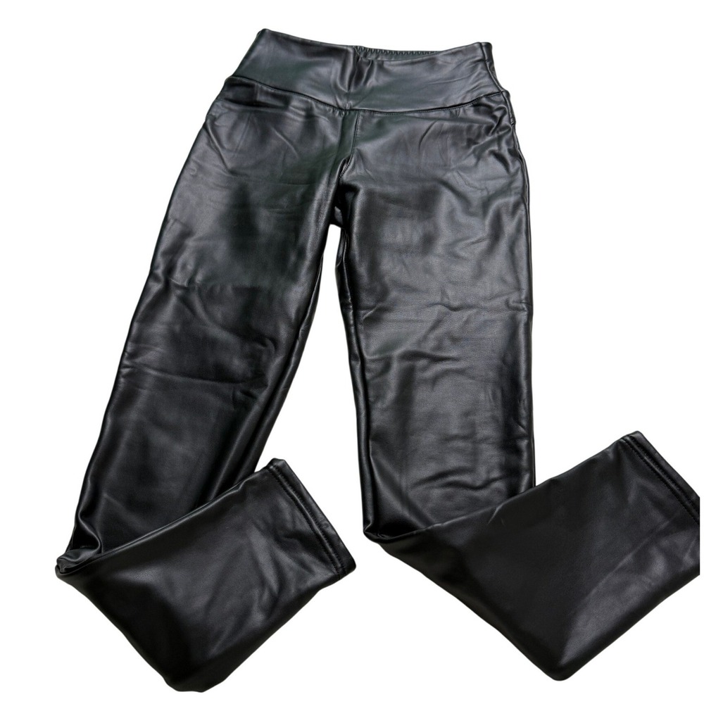 ASHA Faux Leather Leggings Womens S/M Black Fleece Lined High Rise Whimsigoth‎